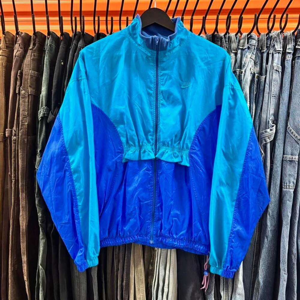 Vintage 80s Nike Color-Block Windbreaker Jacket Blue - Size L